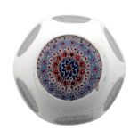 A small late 19th Century Old English paperweight with a concentric millefiori cane work canopy in