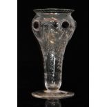 An early 20th Century Thomas Webb & Sons clear crystal glass vase of footed sleeve form with a