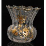 A late 19th Century Thomas Webb & Sons crystal glass vase of compressed ovoid form with flared and