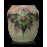 An early 20th Century pate de verre vase circa 1915 by Gabriel Argy-Rousseau in the Chardon pattern