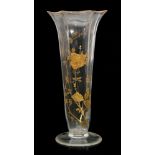 A large late 19th Century Thomas Webb & Sons crystal glass vase of footed trumpet form with an