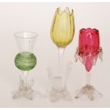 A late 19th Century Stourbridge glass posy vase in the form of a stylised tulip,