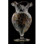 A large late 19th Century Thomas Webb & Sons clear crystal glass vase of footed ovoid form with a