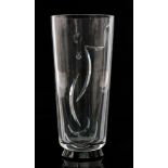 A 1930s Orrefors crystal glass vase by Vicke Lindstrand the onyx foot below the tapered cylindrical