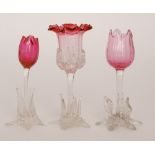 A late 19th Century Stourbridge glass posy vase in the form of a stylised tulip,