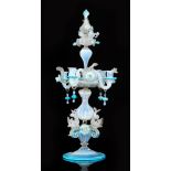 A large late 19th Century Italian Murano glass table centre candelabra in the manner of Salviati,