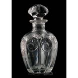 An early 20th Century Stevens & Williams clear crystal scent bottle of shouldered ovoid form with a