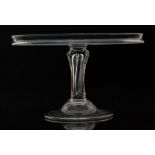 An 18th Century clear crystal glass tazza circa 1750 with a wide circular top with collar rim