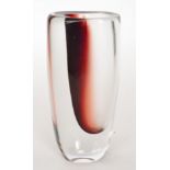 A 1950s Kosta glass vase by Vicke Lindstrand of tapering form the asymmetric core in a graduated