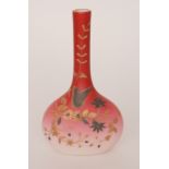 A late 19th Century Harrach Peachblow vase of compressed globe and shaft form cased in a dye away