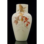 A late 19th Century continental glass vase of shouldered ovoid form with collar neck,