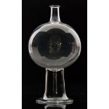 A late 18th Century clear crystal lace makers globe of spherical form raised to a swept column base