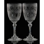 A pair of late 19th Century clear crystal goblets, possibly Richardsons,