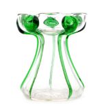 An early 20th Century Stuart & Sons crystal glass vase of tapering form to a wide cinquefoil