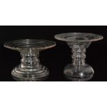 A mid 19th Century clear crystal glass ham stand with a domed foot rising to a bobbin form stem and