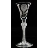 An 18th Century Jacobite drinking glass circa 1750,