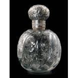 A late 19th Century Stevens & Williams crystal glass scent bottle of globular form in the rock