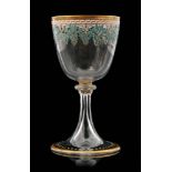 A late 19th Century Phillipe Brocard crystal glass wine glass the spread foot rising to an upper