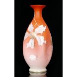 A late 19th Century Harrach dye away vase of footed ovoid form with dimple knocked body below a