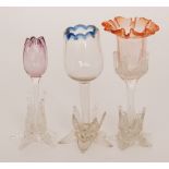 A late 19th Century Stourbridge glass posy vase in the form of a stylised tulip,