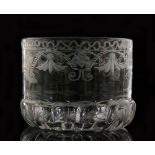 An early 18th Century finger bowl, cylindrical form with heavily gadrooned base,