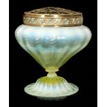 An early 20th Century John Walsh Walsh Vesta Venetian rose bowl with a domed and wrythen fluted