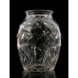 A 1930s crystal glass vase of ovoid from by Clynne Farquharson for John Walsh Walsh in the Leaf