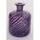 A 20th Century Italian glass vase possibly by Venini of cylindrical form to a narrow neck decorated