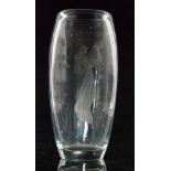 A large post war Orrefors clear crystal vase designed by Sven Palmqvist of compressed sleeve form