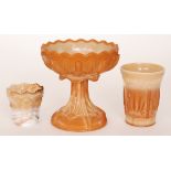 Three pieces of 19th Century 'coffee and cream' pressed glass, probably American,