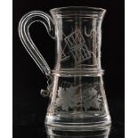 A late 18th Century clear crystal glass tankard circa 1800 of waisted cylindrical form with a