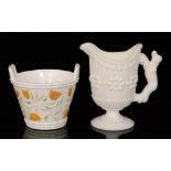 A 19th Century Henry Greener pressed glass opaque white cream jug, the handle formed as a dog,