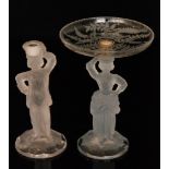 A pair of 19th Century John Ford of Edinburgh pressed glass table comport candlesticks,