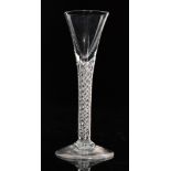 An 18th Century tall two piece cordial glass circa 1750,