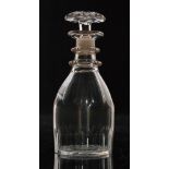 A late 18th Century miniature clear crystal glass decanter circa 1780 of Prussian form with basal