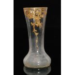 A large late 19th Century Thomas Webb & Sons clear crystal glass vase of fluted globe and shaft