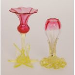 A late 19th Century Stourbridge glass posy vase in the form of a stylised flower,