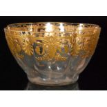 A late 19th Century Thomas Webb & Sons finger bowl of lobed form,