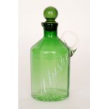 An early 20th Century Stevens & Williams spirit flask of fluted cylindrical form with collar neck