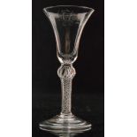 An 18th Century drinking glass circa 1750, large bell bowl engraved C. P.