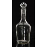 A late 18th Century miniature magnum decanter of shouldered ovoid form with slender collar neck and