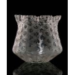 A late 19th Century Stevens & Williams clear crystal glass posy bowl of tapered cylindrical form