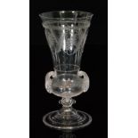 A 19th Century Thomas Webb & Sons clear crystal glass vase of thistle form with applied scroll