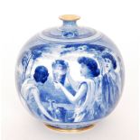 An early 20th Century Doulton Burslem Blue Figures vase of ovoid form decorated with a scene of