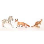 A Beswick Zebra, model 845B, circle mark, S/D, together with a Beswick Kangaroo, model 1160,