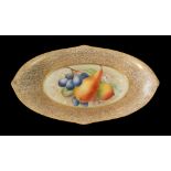 A Royal Worcester oval Fallen Fruits dish decorated to the central well with hand painted pears and