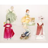 Five assorted Royal Doulton figures comprising Vanity HN2475, Fair Maiden HN2211, Picnic HN2308,