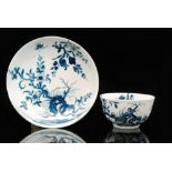 A late 18th Century Worcester blue and white teabowl decorated in the Prunus Root pattern,