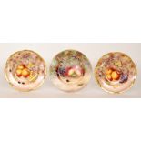 Three later 20th Century cabinet plates decorated with Fallen fruits comprising two by G Delaney