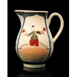 A late 17th to early 18th Century Worcester sparrow beak jug decorated with a Chinaman holding a